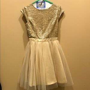 Aeropostale Gold-sequined cap sleeve tulle dress